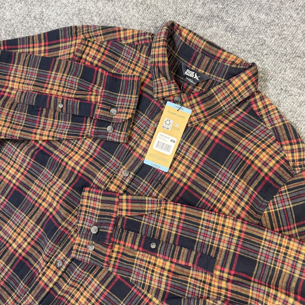 Eddie Bauer Flannel Shirt Mens Large Night Sky Ohio Plaid 100 Cotton - 80$ NWT